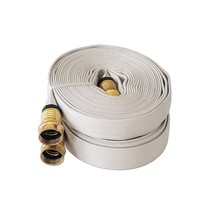 Pack of-2 Forestry Grade Lay Flat Fire Hose w/Garden Thread 3/4in x 25ft. WHITE - £78.24 GBP