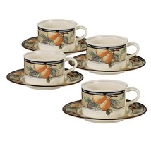 Set of 4 Mikasa Garden Harvest Teacups and Saucers - £57.62 GBP