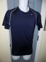 Nike Fit Dry Workout Running Shirt Blue/Gray Mesh Sides Size L Men&#39;s EUC - £14.41 GBP