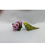 Lot Of (2) Parakeet And Pink Panda Bear 2&quot; Animal Toys - $200.69 MXN