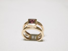 14k Yellow Gold Garnet Ring With A Open Back Design With Hearts (Free Shipping) - $435.37