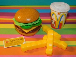 VINTAGE Fisher Price Fun with Food McDonalds Cheeseburger French Fries Soft Drnk - £16.71 GBP