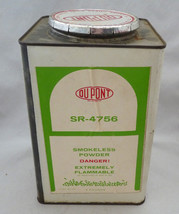 Vintage Dupont SR-4756 Smokeless Powder 4 lb Tin Empty 9&quot; du Pont advert... - $65.00