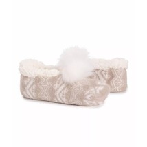 MUK LUKS Beige Geometric Novelty Pom-Pom Slipper - Women Size: L/XL - £9.33 GBP