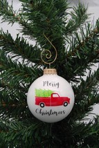 Red Vintage Truck 2-5/8&quot; Glass Ball Christmas Ornament - £7.95 GBP