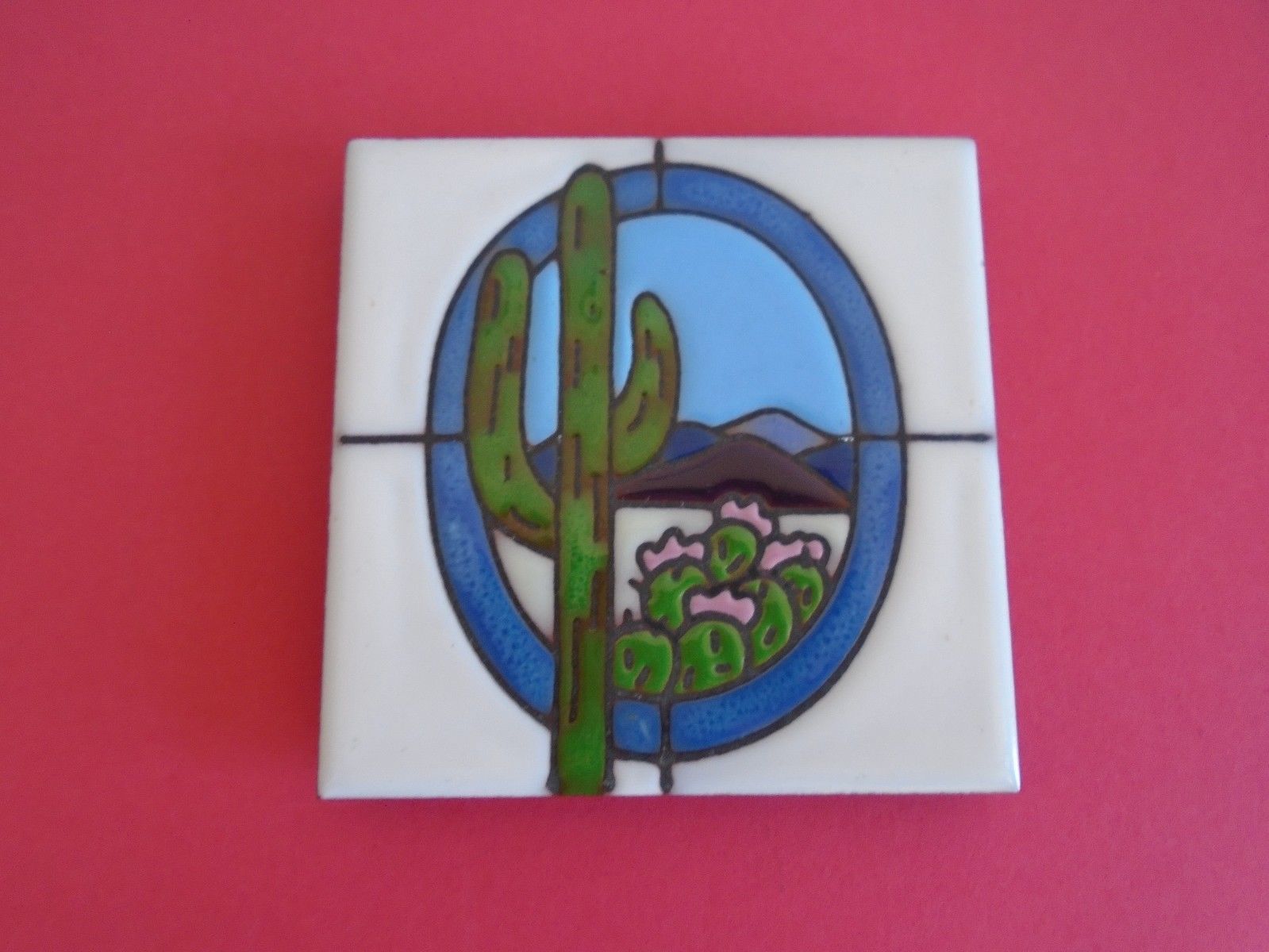 Arizona Catus 4x4 Teissedre Design Memory Coaster, Trivet or Wall DecorT... - $4.99