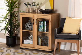 Adelina Oak Brown 2-Door Storage Cabinet w/Glass Doors - $2,965.82 MXN