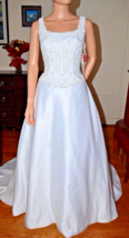 MORI LEE White Sequin Beaded Wedding Gown Dress sz 8 Medium M Train NEW Morilee - £186.93 GBP