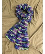 Cozy Handknit Scarf in Blue, Purple, &amp; Green - $450.16 MXN