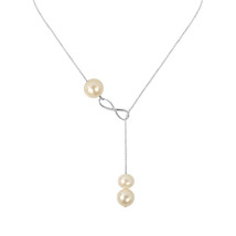 Endless Love White Pearls Infinity Lariat Sterling Silver Necklace - £33.05 GBP