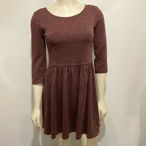 BP Nordstrom Juniors M Brown Textured Cotton Blend Mini-Dress 3/4 Sleeves - £15.69 GBP