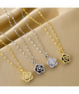 Flowers Necklace for Women Waterproof 316 Stainless Steel 18K Gold Plate... - $23.00