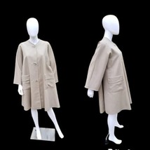 Vintage 50s Mireille Gournay haute couture Paris Trapeze Swing Khaki Tre... - £276.97 GBP