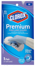 Clorox Premium Foam Lined Gloves, 13” Cuff, Size Medium, 1 Pair - $8.95