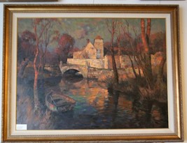 &quot;Mill in Provence&quot; by Leon Roulette Oil on Canvas 43&quot; x 56&quot; Signed Painting - £6,144.19 GBP