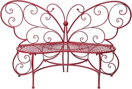 Alpine Corporation BAZ400RD Alpine Butterfly Metal Two People Outdoor Bench, 62&quot; - £165.97 GBP