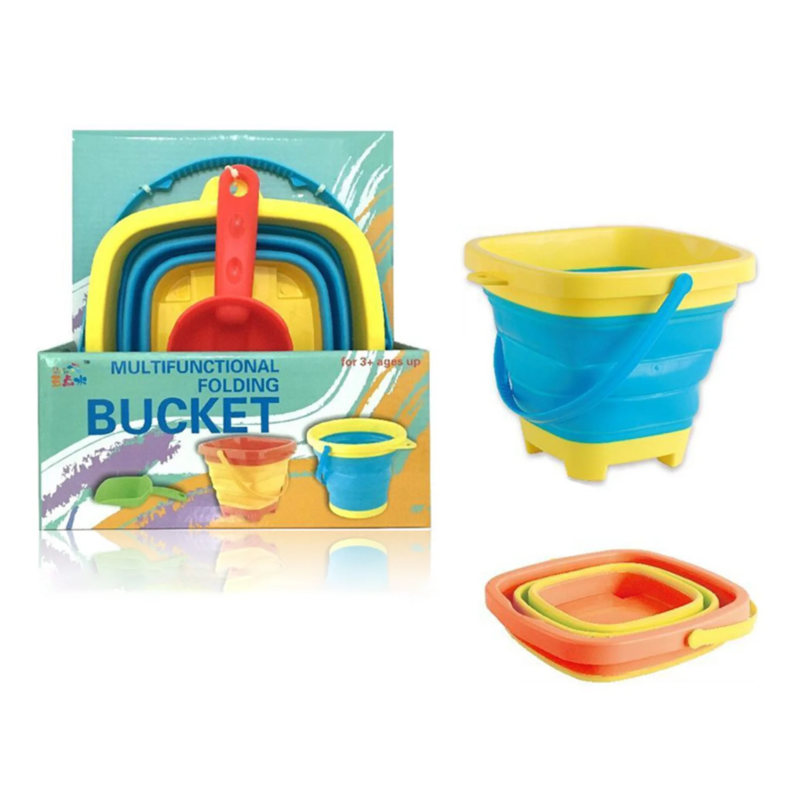 3 Style Portable Beach Bucket Sand Toy Foldable Collapsible Multi Purpose - £10.96 GBP+