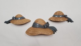 Burwood Set of 3 Bonnets Wall Hanging Faux Straw Hat Look Vintage 2803 Series - £5.49 GBP