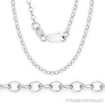 925 Sterling Silver w/ Rhodium 2.1mm Open Rolo Cable Link Chain Italian Necklace - £18.67 GBP+