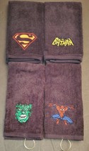 Hulk SuperMan Spiderman Batman Embroidered Golf Sport Towel Set 16x26 Black - £59.71 GBP