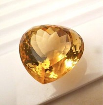 Natural Yellow Citrine Heart Cut 29x29mm 97 Ct Loose Gemstone For Pendant Ring - £531.57 GBP