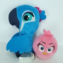 2014 Angry Birds Rio Jewel Plush Stuffed Animal Blue w/ Pink Hatchling 7" - $21.77