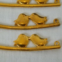 Birds on Branch Connector Charms Antique Gold Tone Lot of 8 Jewelry Making 2&quot; L - £3.91 GBP