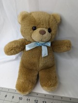 Brown Bear Plush 11 Inch Blue Ribbon Stuffed Animal Toy - £14.92 GBP