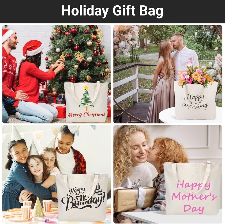 Natural Cotton Canvas Tote Bags - 12 Pack with Zipper, Perfect for DIY & Beach Item image 9