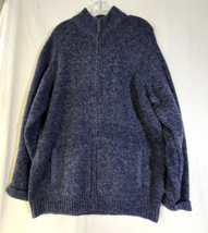 LL Bean Zipper Front Blue Cardigan Sweater Men&#39;s XL Tall 100% Lambswool Pockets - £29.86 GBP