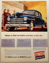 1948 Print Ad Plymouth 4-Door Car in Dealers Showroom Salesman &amp; Customers - £10.14 GBP