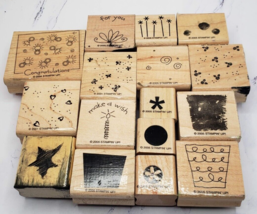 Lot of 16 Stampin Up Various Themes Wood Mounted Rubber Stamps - £11.86 GBP