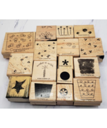 Lot of 16 Stampin Up Various Themes Wood Mounted Rubber Stamps - £11.64 GBP