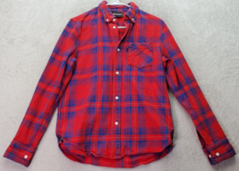 The Hundreds Shirt Mens Small Red Blue Plaid Flannel Cotton Collared Button Down - £15.57 GBP