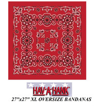 Hav-A-Hank Xl Big Super OVER-SIZED Red Paisley 27&quot; Bandana Head Neck Face Scarf - £5.58 GBP