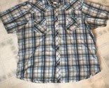 Wrangler Wrancher Mens Shirt Western Blue gray Plaid Pearl Snap Mens 2X ... - $26.88