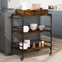  Kitchen Trolley Smoked Oak 32.1"x16.1"x36.4" Engineered Wood - €167,16 EUR