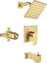 Brushed Gold Shower Faucet Set With Tub Spout, 6 Inch Rain Shower Head A... - £88.79 GBP