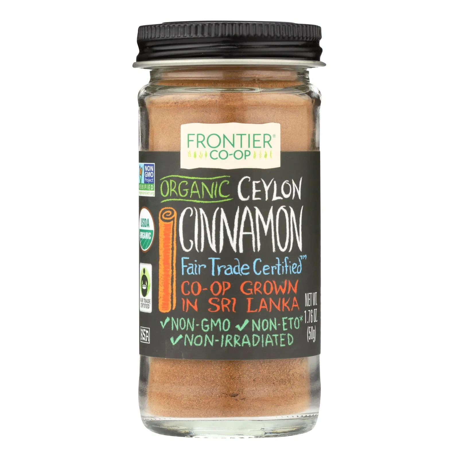 Frontier Co Op, Organic Ground Cinnamon, 1.76 oz powder, fair trade Ceylon - $17.99