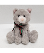 Gund Gray Kitty Jingles 88097 Plush Cat Rattle Red Green Plaid Bow 4&quot; Ch... - $308.94 MXN
