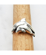 KABANA 925 STERLING SILVER PLAYING TWIN DOLPHINS OCEAN NAUTICAL RING SIZE 6 - $78.21