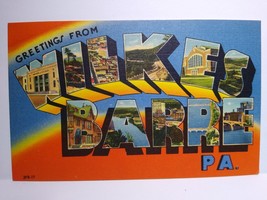 Wilkes Barre Postcard Greetings From Pennsylvania Large Letter Linen Mebane PA - £5.46 GBP