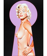 peek-a-boo Marilyn pin-up keyhole framed canvas art print giclée 24&quot;X18&quot;... - $113.73 CAD