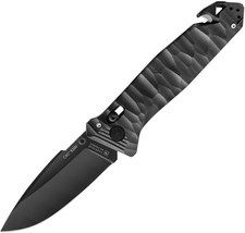 French Army Issued CAC S200 Folding Knife - Black | Tactical w/Strap Cutter - $106.84