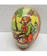 Vintage Western Germany Paper Mache Easter Egg Container Rabbit Wheelbarrow - $14.79