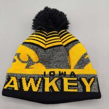 Iowa Hawkeyes Hat Men Gray Yellow Gen2 Cuffed Beanie Pom Pom Cap - $12.44 CAD