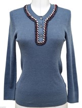 CHANEL Blue Sweater Knit Top Long Sleeve Navy Red White Silver HW 40 13C 2013 - £520.67 GBP