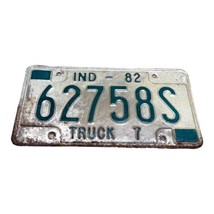 Vintage Indiana Truck License Plate Original White Red Tag 1982 62758s M... - $9.94