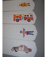 CUSTOM CEILING FAN  w/ OLIVE KIDS HEROES POLICE FIRE - $161.63 CAD
