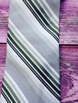 PAUL DIONE Men&#39;s Silk Tie Striped XL Extra Long Green - $18.69